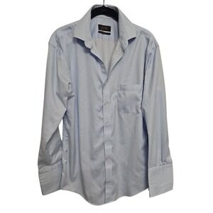 Tasso Elba‎ Striped Dress Shirt Non-Iron Regular Fit Light Blue Men's 15 1/2 M